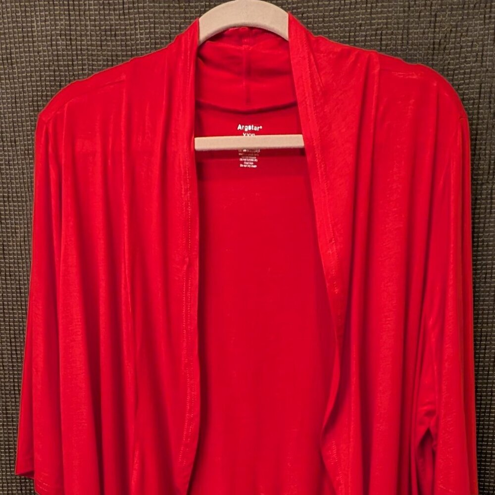 Argstar Womens Plus Size 3XL Red Short Sleeve Ruffled Shrug